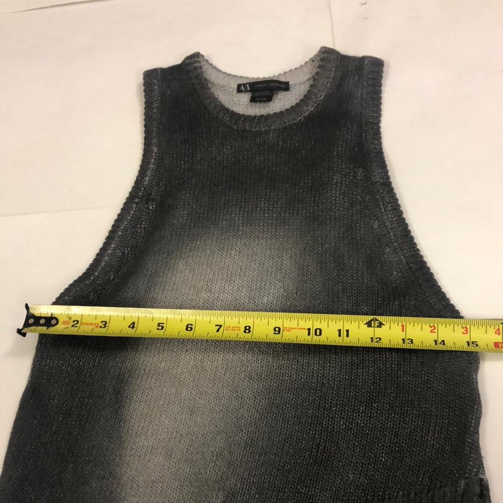 Armani Exchange XXS Top Gray Sleeveless Knit Metallic Distressed Asymmetrical - Picture 3 of 6